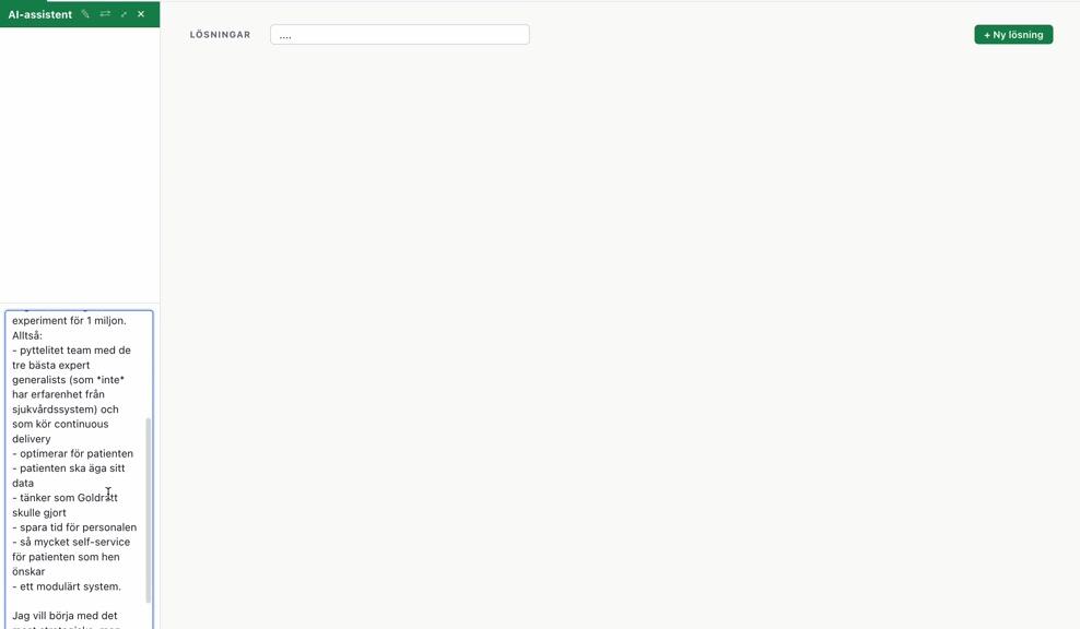 factor10 Solution Designer - demo: skapa lösning (experiment för nytt journalsystem)