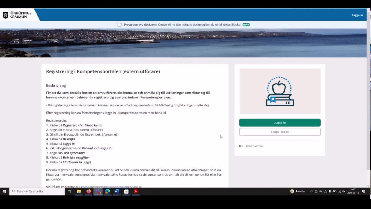 Skapa konto i Kompetensportalen - externa utförare