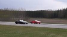 Exterior flyby Ferrari 599 GTO vs Porsche 911 Turbo PDK