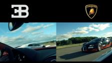 Ultra HD 4K Drag RACE Lamborghini Aventador LP700-4 vs Bugatti Vitesse- presented by Samsung