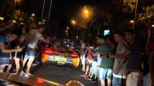 [4k] Entering W Barcelona Gumball 3000 fans go CRAZY!
