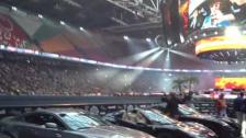 Gumballers view of Amsterdam Arena entrance Gumball 3000 Stockholm to Vegas 2015