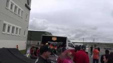 [4k] JAS 39 Gripen C multi-role fighter doing fly-bys over Koenigsegg Gumball 3000 Stockholm.Vegas