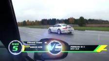 RAINRACE Porsche 911 GT3 RS 4,0 vs Nissan GTR R35 530 HP